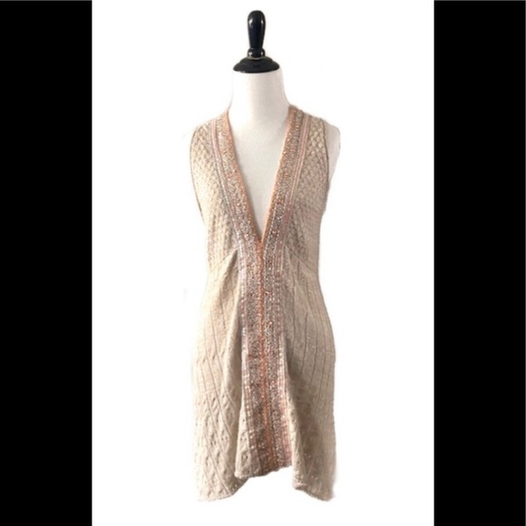 FREE PEOPLE/ SP/ MIDI Dress/Beige & Embellishment - Picture 1 of 10